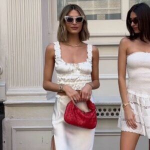 ZARA Ruffled Satin Effect Crop Top